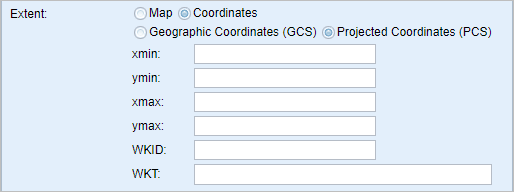 Extent section, GCS options